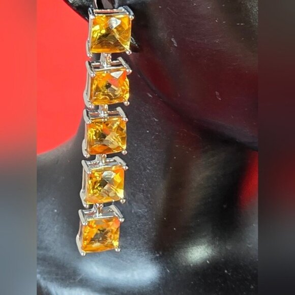 925 Sterling Silver Earrings 3cm with Natural Citrine Gemstone. - Picture 2 of 5